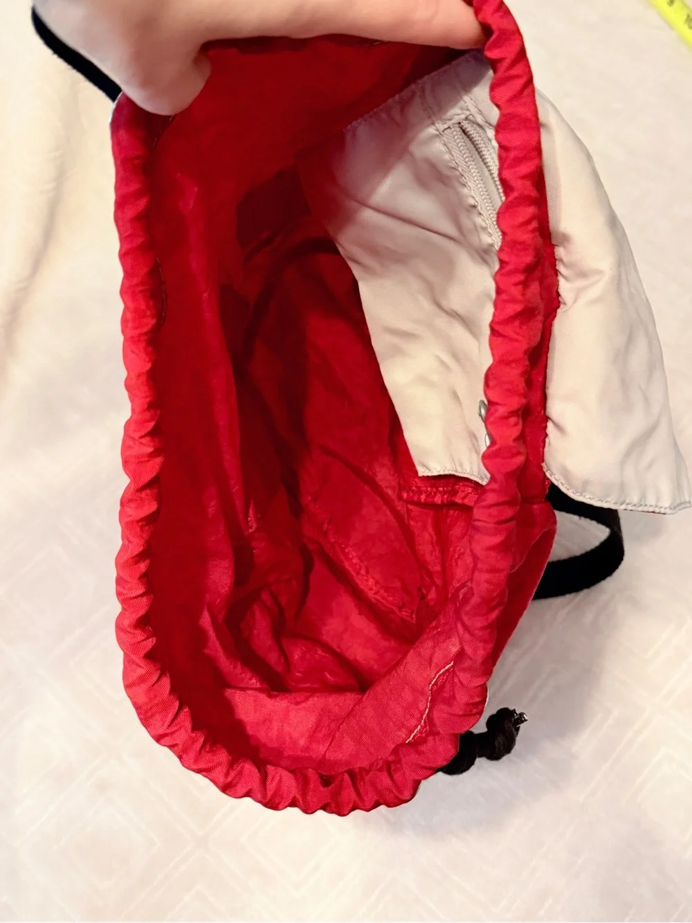Kipling Vintage 90s Y2K Red & black Drawstring Backpack bag With monkey Keychain